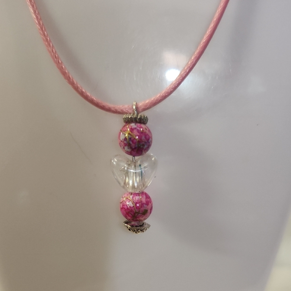 Pink and Silver Beaded Necklace